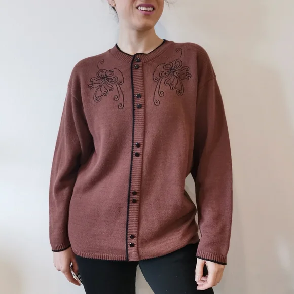 *sold* Vintage large burgundy pullover sweater, women's vintage tops - Picture 3 of 7